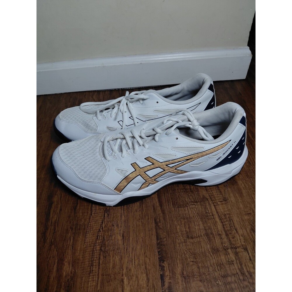 Size 13 - ASICS Gel Rocket White Gold Men's Sneakers